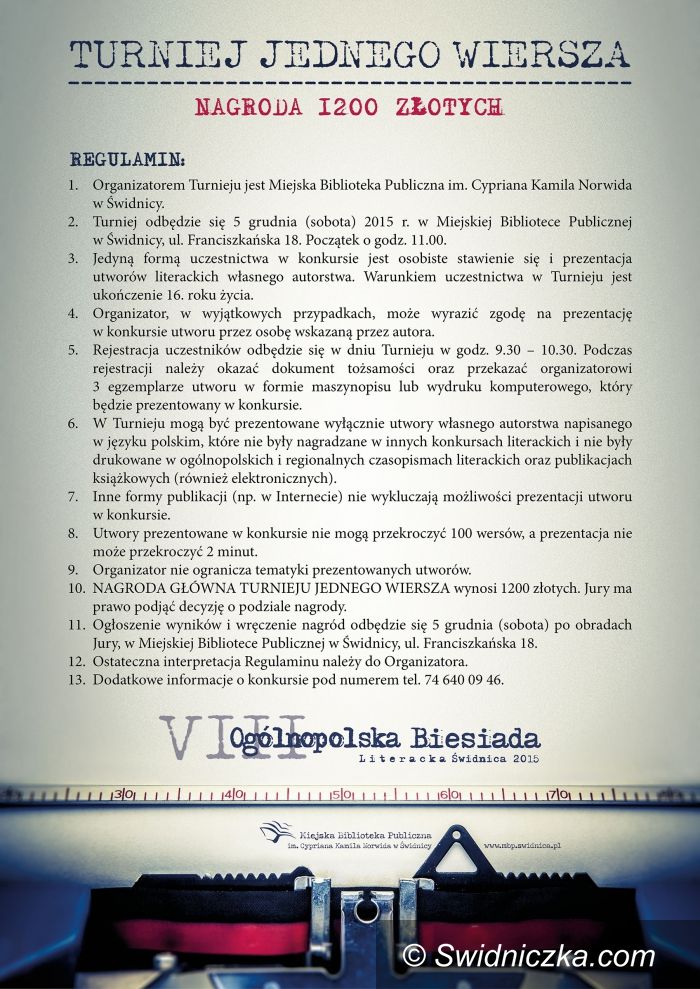 Świdnica: Turniej Jednego Wiersza