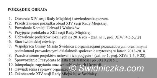 Świdnica: XIV sesja Rady Miejskiej w Świdnicy