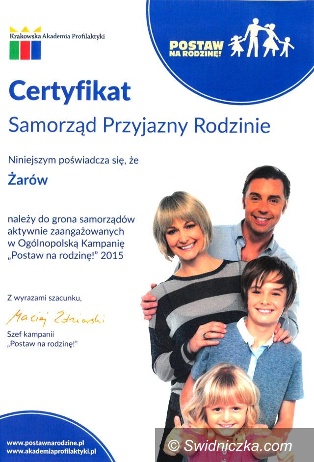 Żarów: Gmina Żarów "Samorządem przyjaznym Rodzinie"