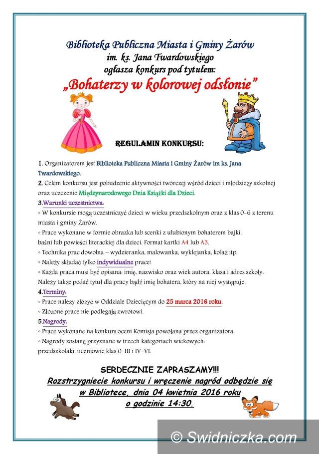 Żarów: Biblioteka zaprasza do udziału w konkursie