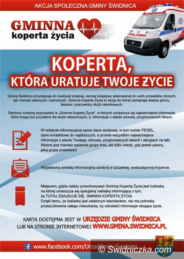 Gmina Świdnica: Kolejne koperty życia trafiły do seniorów