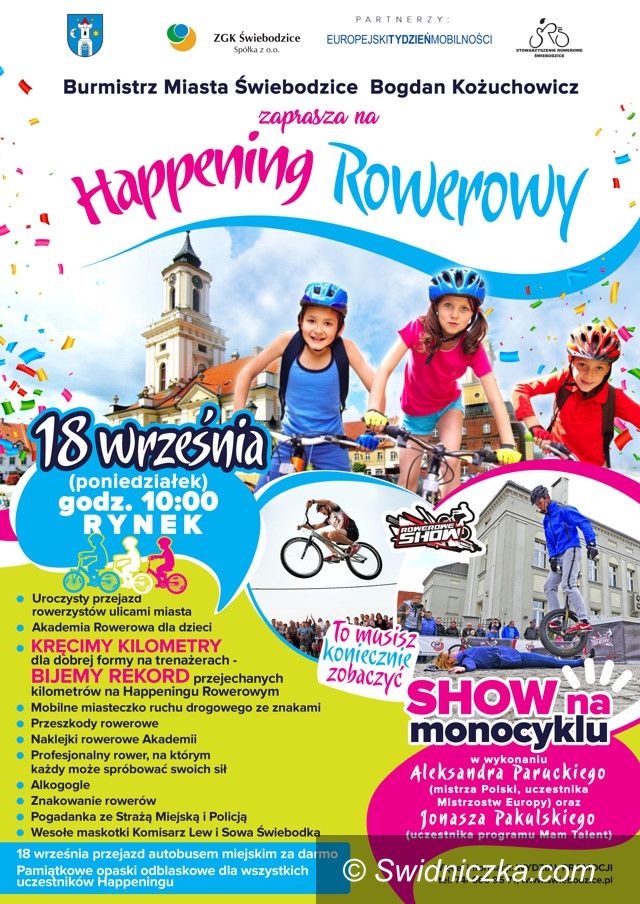 Świebodzice: Rowerowy zawrót głowy w poniedziałek