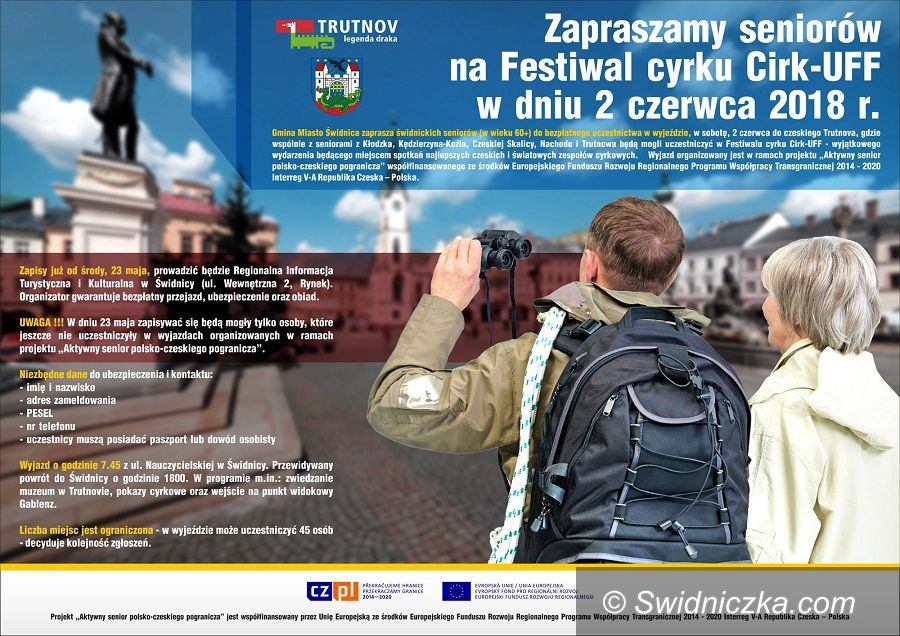 Świdnica: Zapraszamy seniorów na Festiwal cyrku Cirk–UFF w Trutnovie