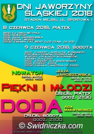 Jaworzyna Śląska: Zapraszamy na Dni Jaworzyny Śląskiej 2018