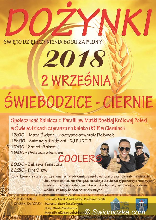 Świebodzice: Zapraszamy na Dożynki Gminne na świebodzickie Ciernie