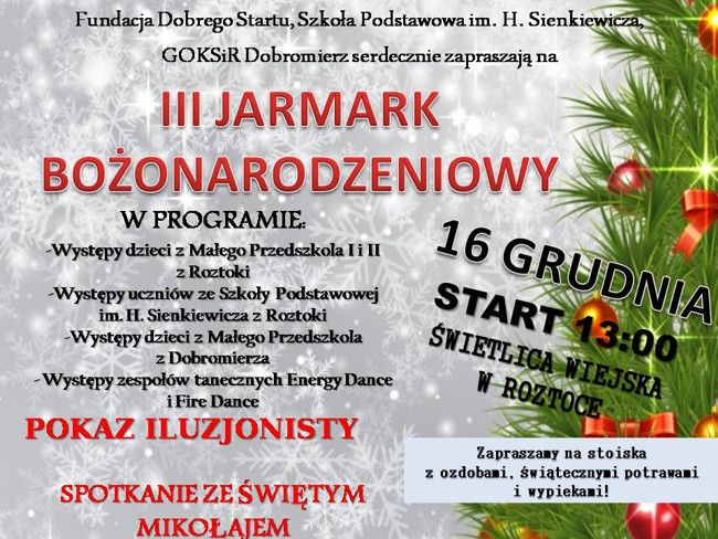 Roztoka: Zapraszamy na Jarmark Bożonarodzeniowy