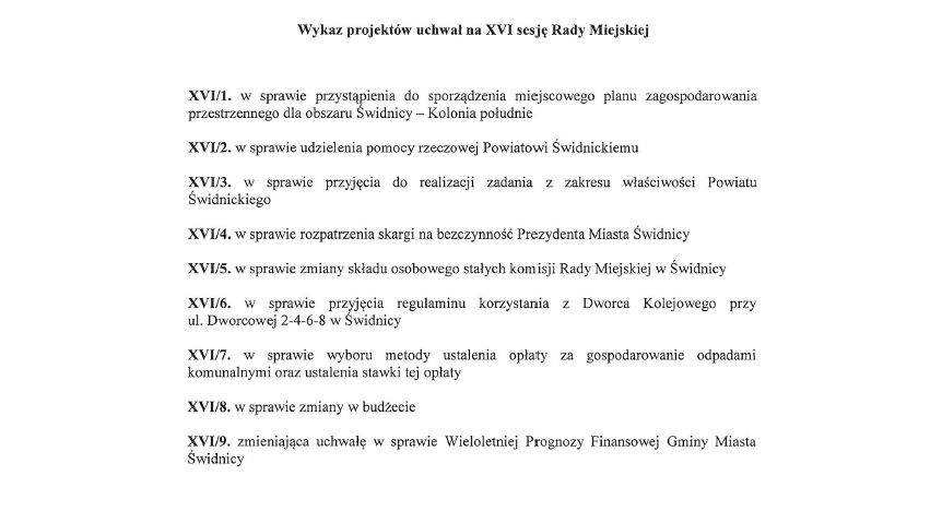 Świdnica: Miejska sesja