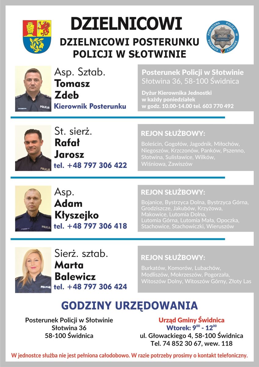 Gmina Świdnica: Dzielnicowi znów dyżurują