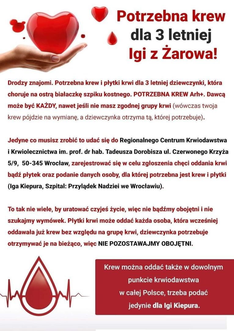 Żarów: Potrzebna krew