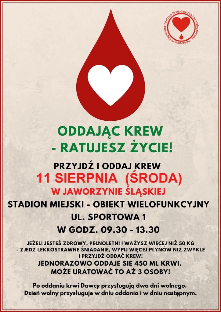 Jaworzyna Śląska: Zbiórka krwi