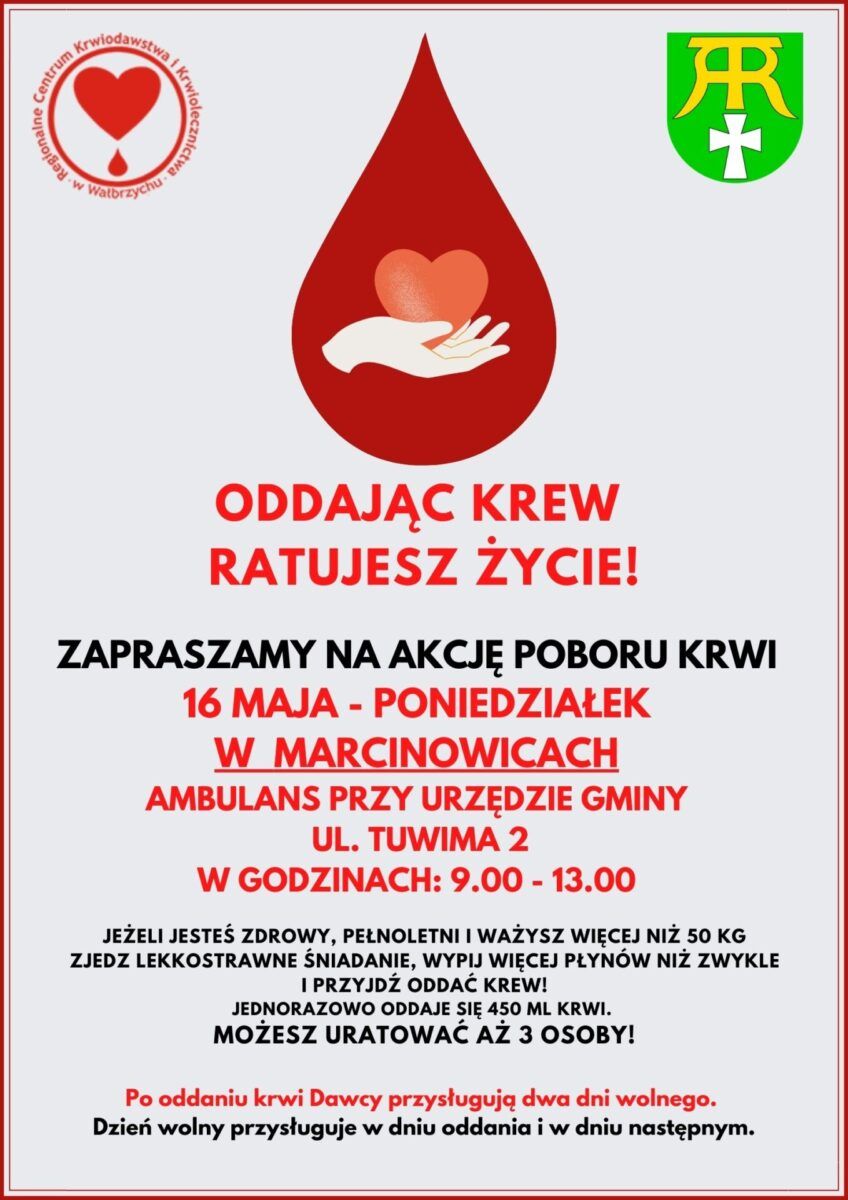 Gmina Marcinowice: Przyjedzie krwiobus