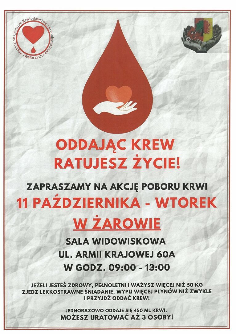 Żarów: Jesienna zbiórka krwi