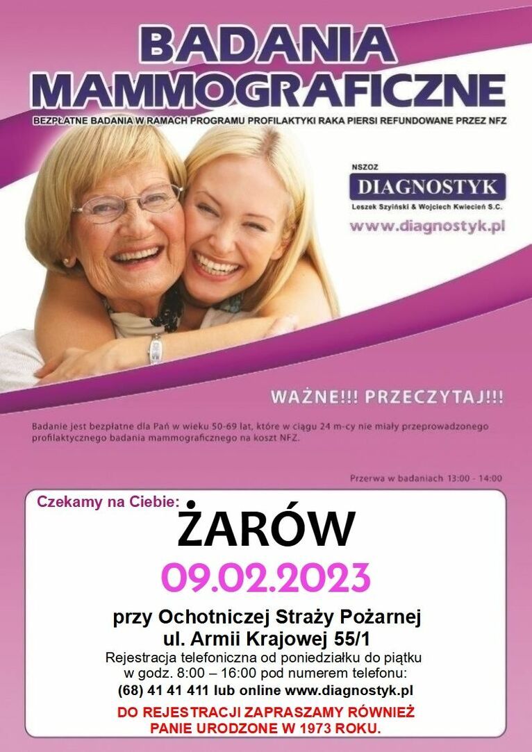 Żarów: Bezpłatna mammografia