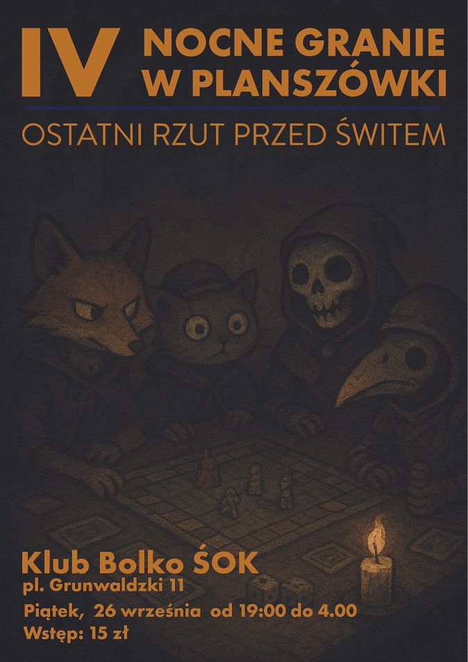 Świdnica: Ostatni rzut przed świtem: IV Nocne Granie w planszówki w Świdnicy